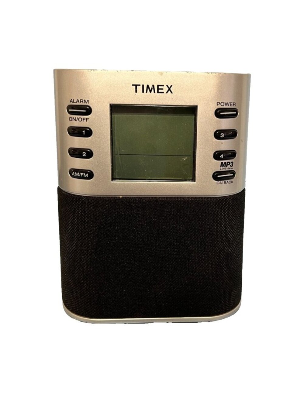 TIMEX T1307S Digital Dual Alarm CLOCK RADIO Black Silver AM FM w/ LCD Screen